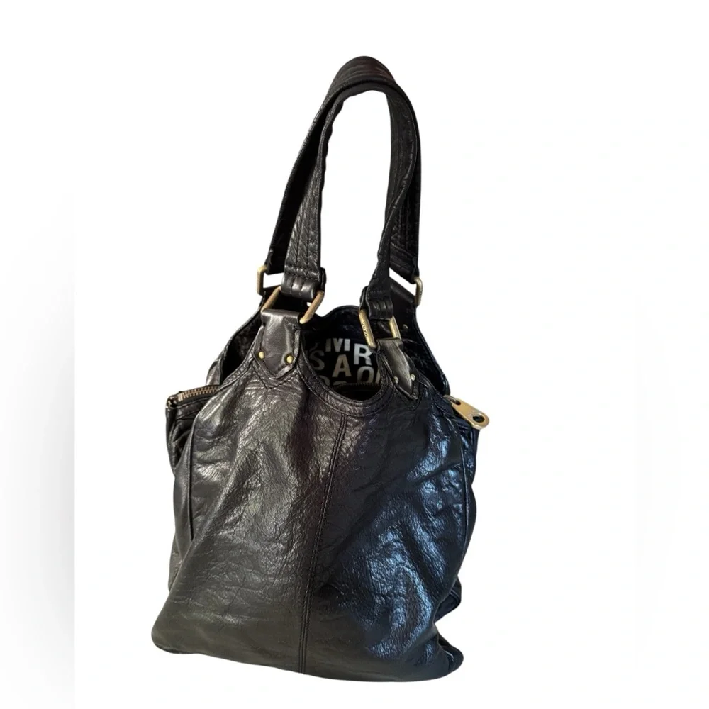 Elegant Black Leather Tote Bag